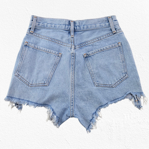AGOLDE Parker Cutoff Shorts High Rise Distressed Light Wash Denim Shorts Size 24 - Picture 7 of 7